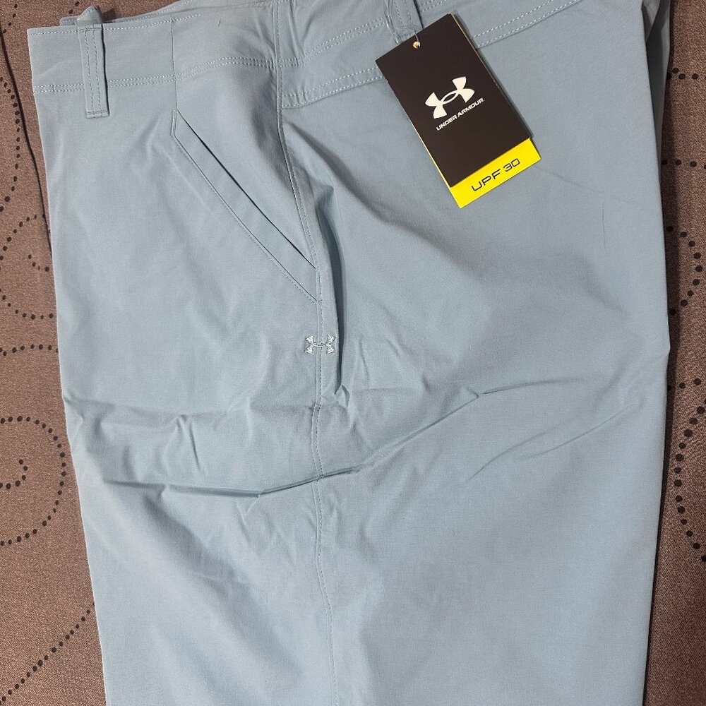 UNDER ARMOUR FISHING HUNTER #400 L. BLUE SHORTS SIZE 38 OR 36 MEN $$$$